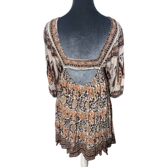Free People Bohemian Print Dress - Black, White, Orange - Picture 3 of 9